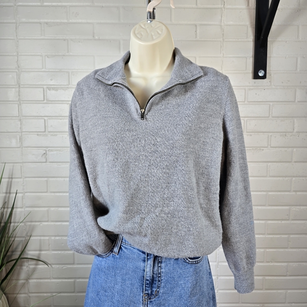 Christian Lacroix Gray Quarter Zip Long Sleeve Sweater Large - Picture 2 of 8